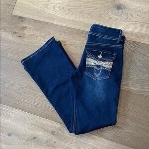 Telepatia Low Rise Boot Cut Jeans Rhinestone Embellished Size 5/27 NWT